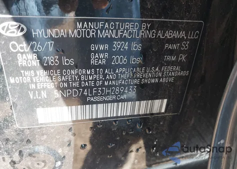 2018 Hyundai Elantra Se from USA, damaged, VIN 5NPD74LF3JH289433